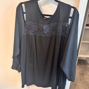 Michael Kors Black 3/4 Sleeve Relaxed Blouse